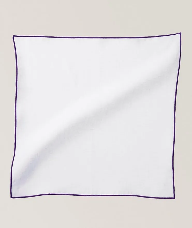 Contrast Trim Linen Pocket Square