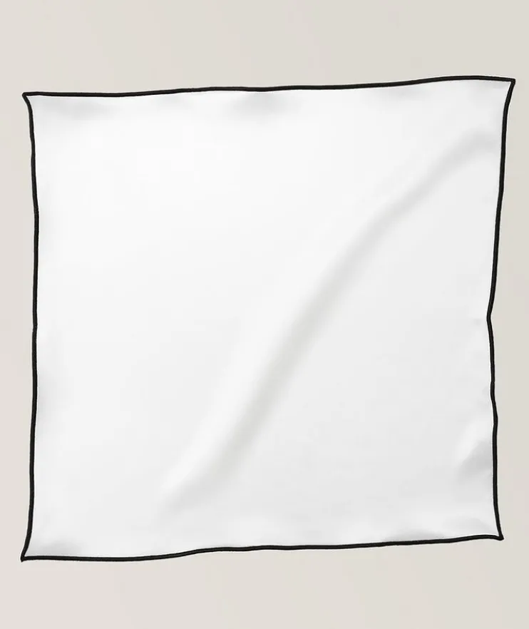 Contrast Trim Satin Pocket Square