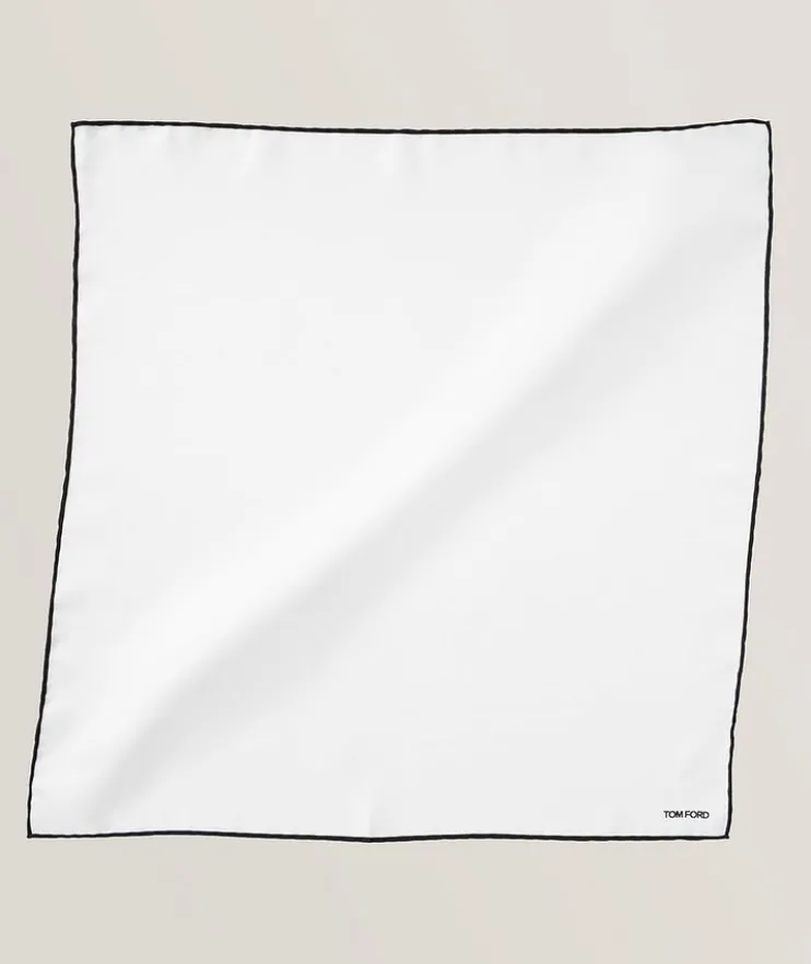 Contrast Trim Silk Pocket Square