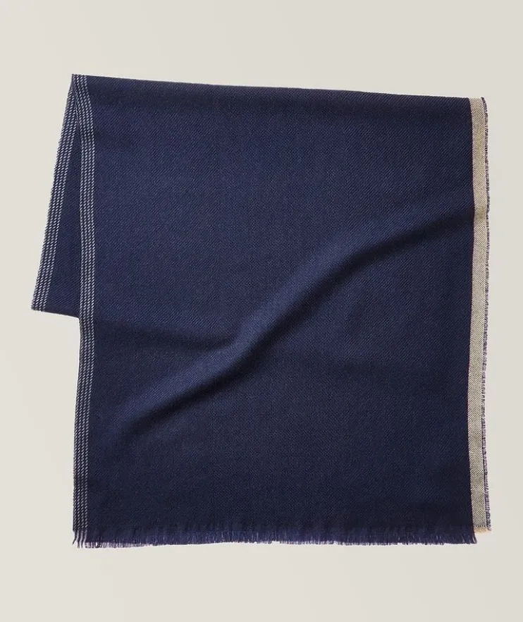 Contrast Trim Wool-Cashmere Scarf