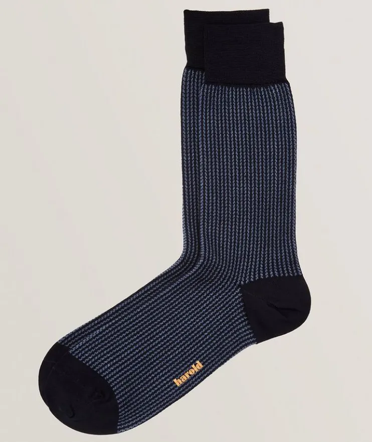 Contrast-Geo Cotton-Stretch Socks