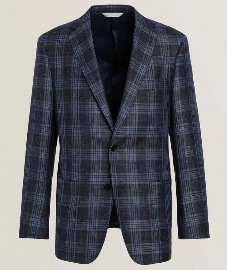 Cosmo Check Wool-Silk-Linen Sport Jacket