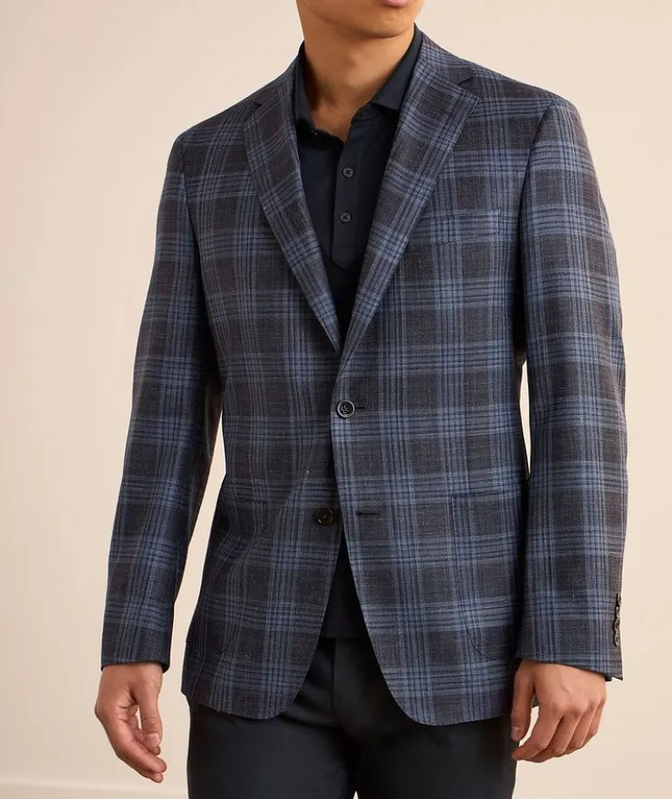 Cosmo Check Wool-Silk-Linen Sport Jacket