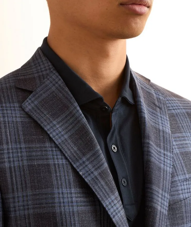 Cosmo Check Wool-Silk-Linen Sport Jacket