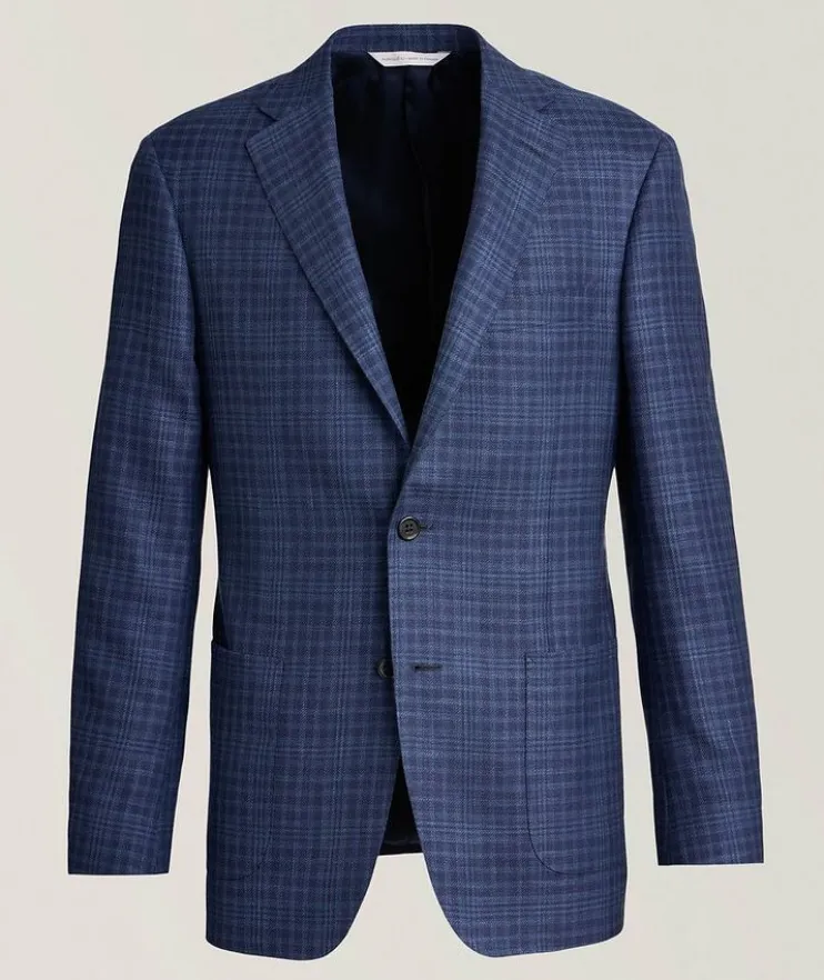 Cosmo Plaid Wool-Silk-Linen Sport Jacket