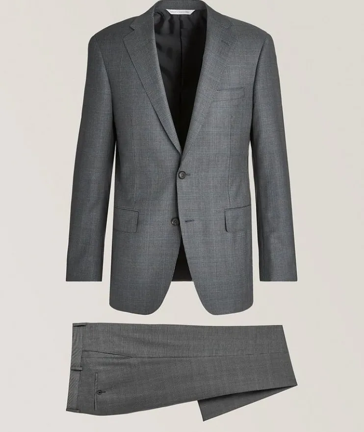 Cosmo Tonal Plaid Bi-Stretch Wool Suit