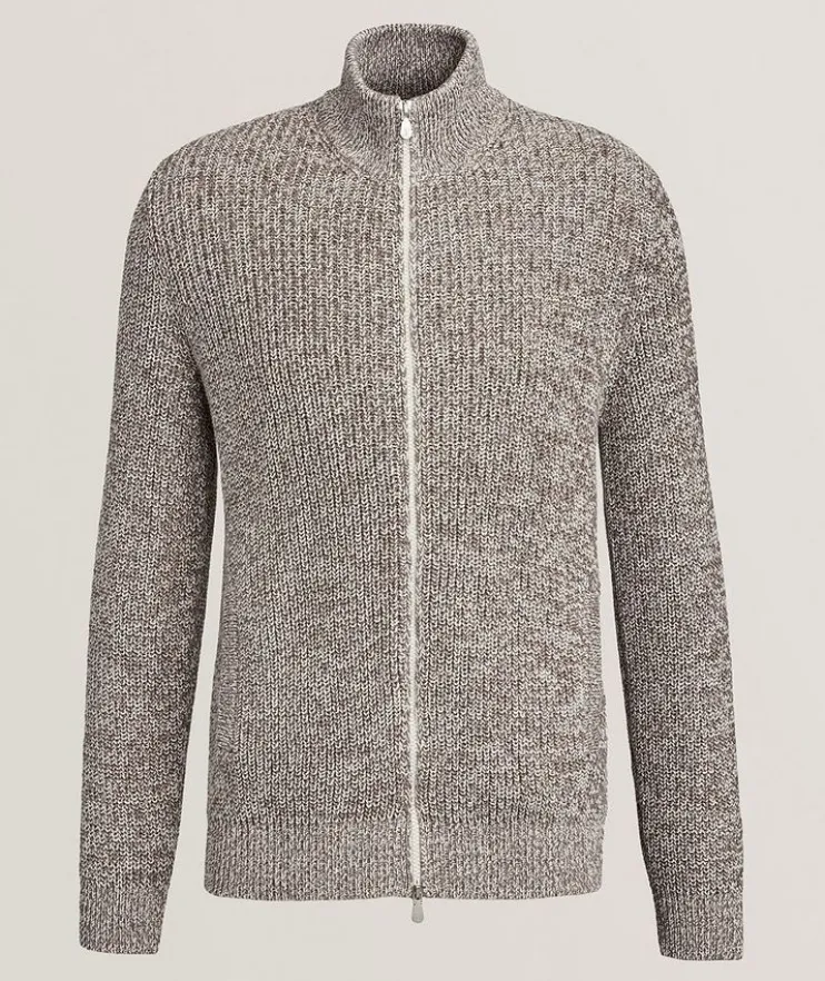 Cotton Chiné Full-Zip Cardigan