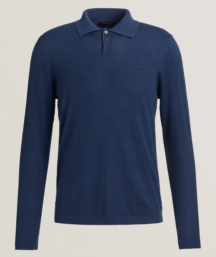 Cotton, Cupro & Merino Wool Polo Sweater