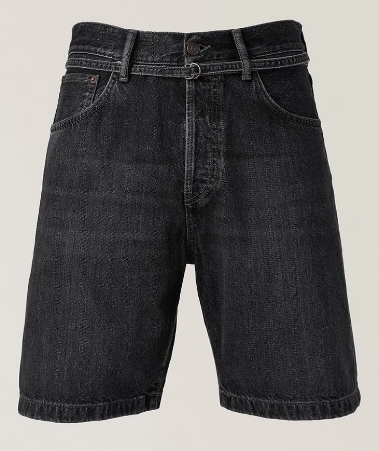 Cotton Denim Belted Shorts