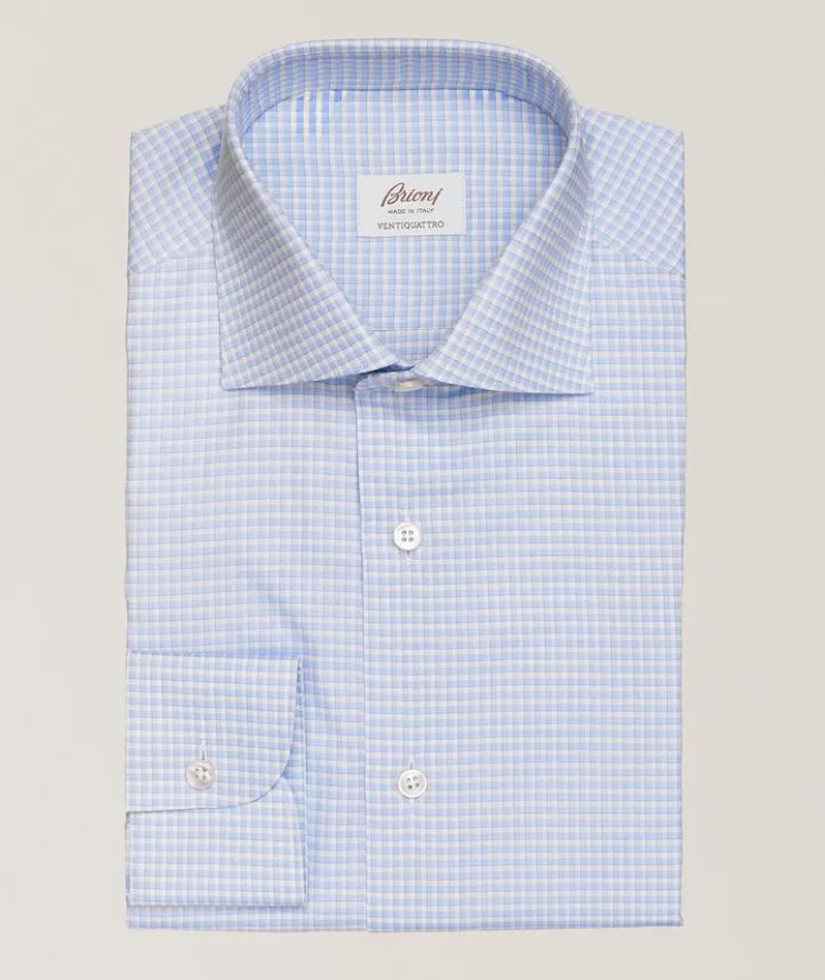 Cotton Micro-Check Twill Dress Shirt
