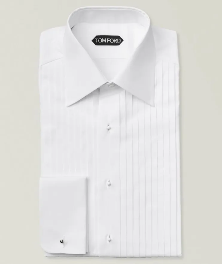 Cotton Poplin Pleated Evening Shirt