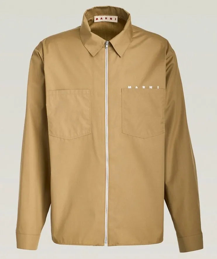 Cotton Poplin Zip-Up Overshirt