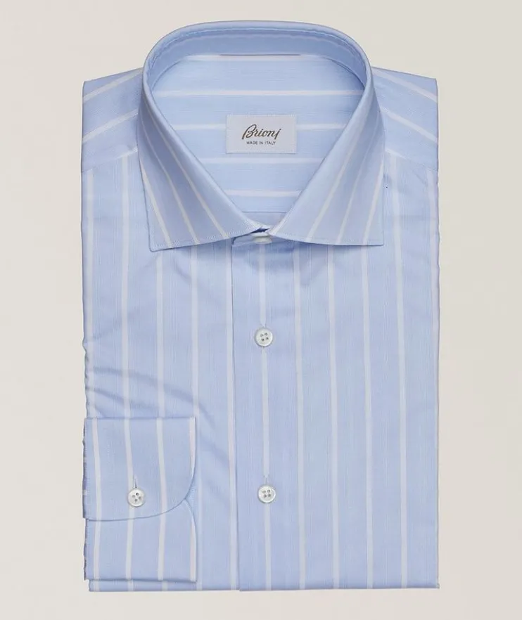 Cotton Textured Stripe Dress Shirt