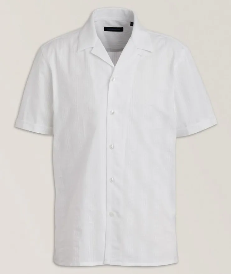 Cotton Textured Stripe Camp Shirt