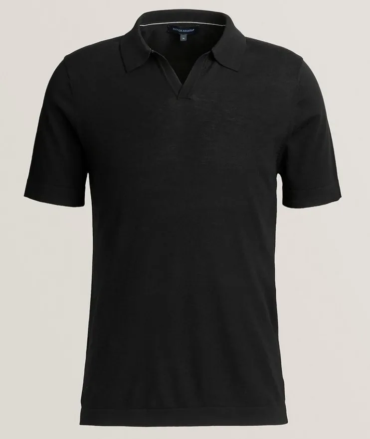 Cotton-Blend Johnny Collar Polo