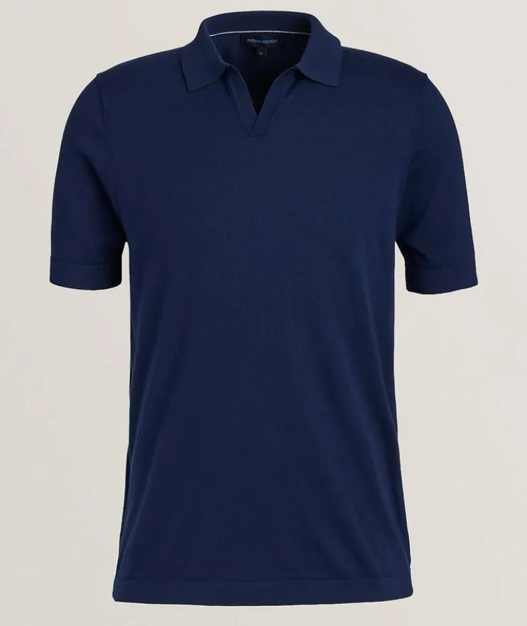 Cotton-Blend Johnny Collar Polo