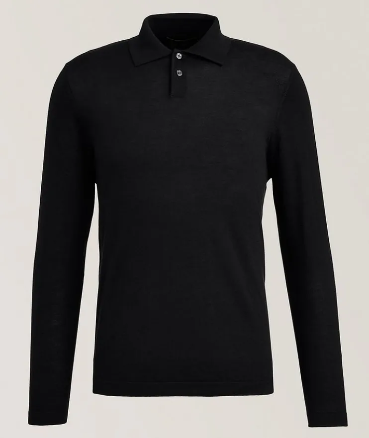 Cotton-Blend Polo Sweater