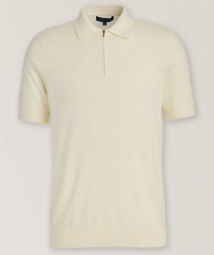 Cotton-Blend Quarter-Zip Polo