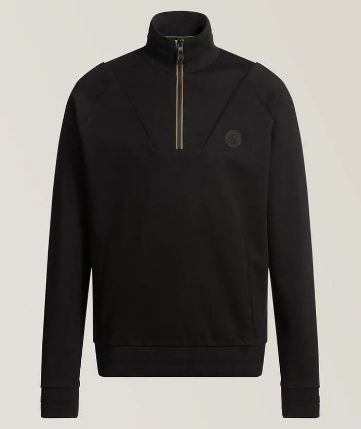 Cotton-Blend Quarter-Zip Sweatshirt