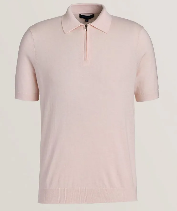 Cotton-Blend Zip Polo