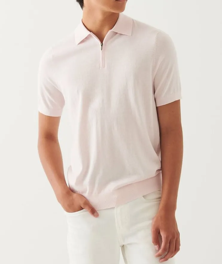 Cotton-Blend Zip Polo