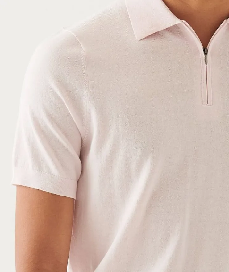 Cotton-Blend Zip Polo