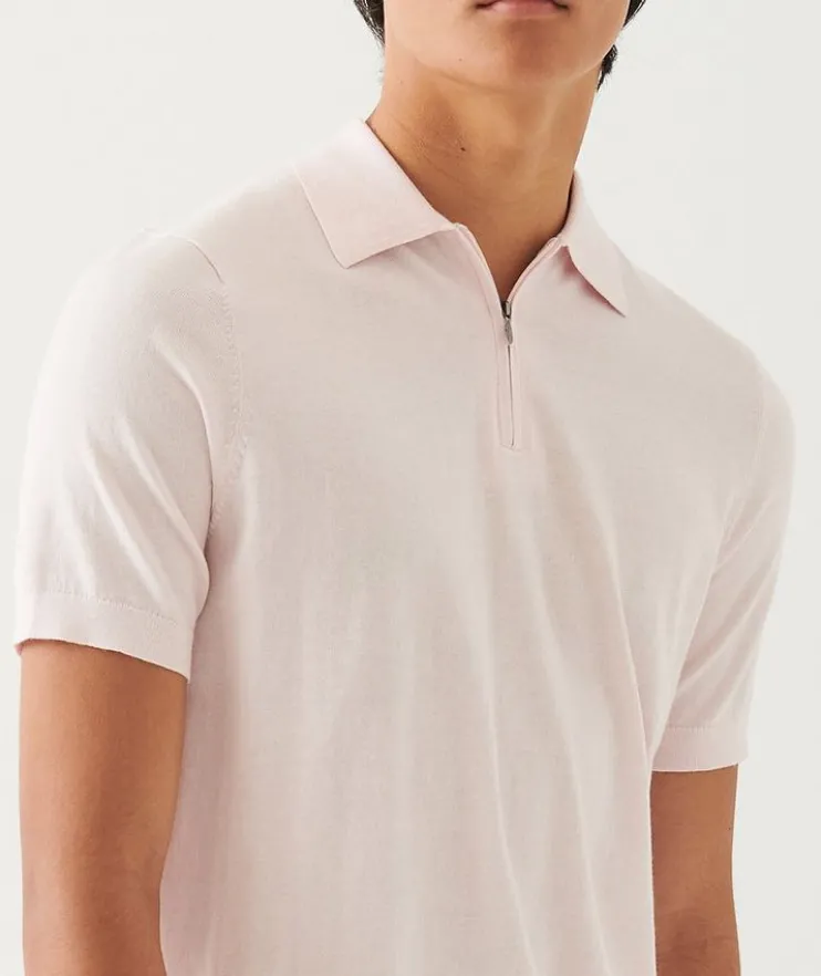 Cotton-Blend Zip Polo