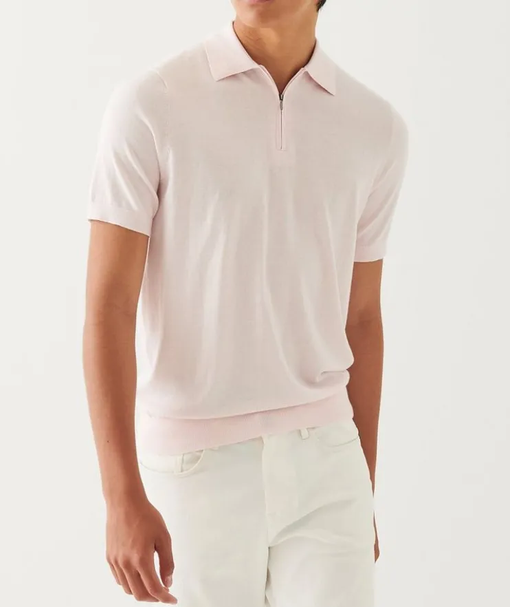Cotton-Blend Zip Polo