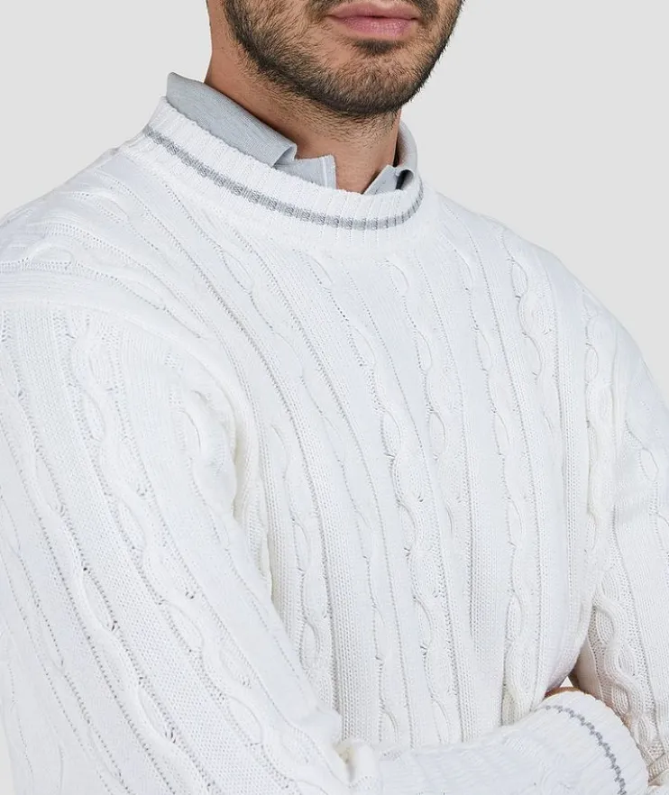 Cotton-Cashmere Cable Knit Sweater