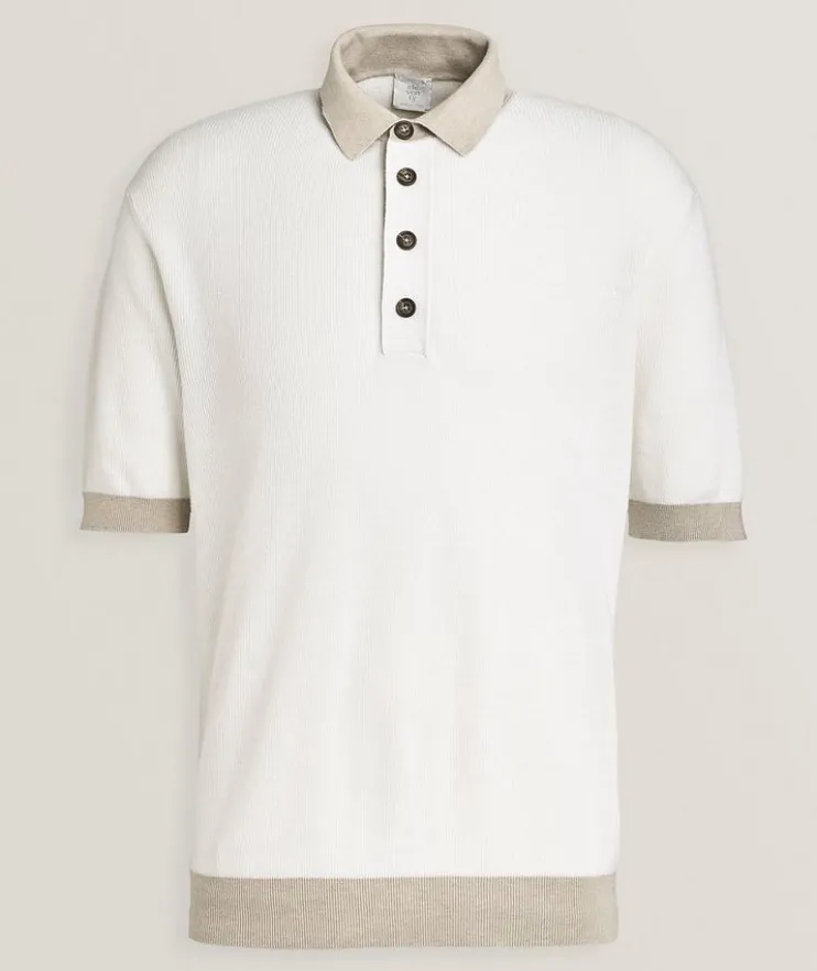 Cotton-Cashmere Colourblock Knit Polo
