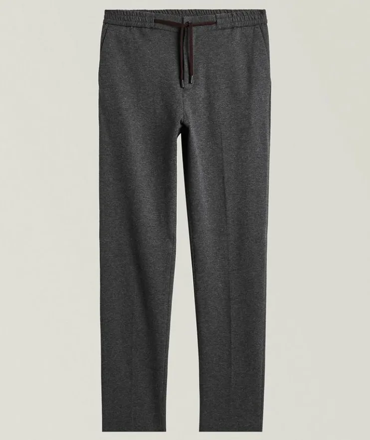 Cotton-Cashmere Drawstring Tapered Pants