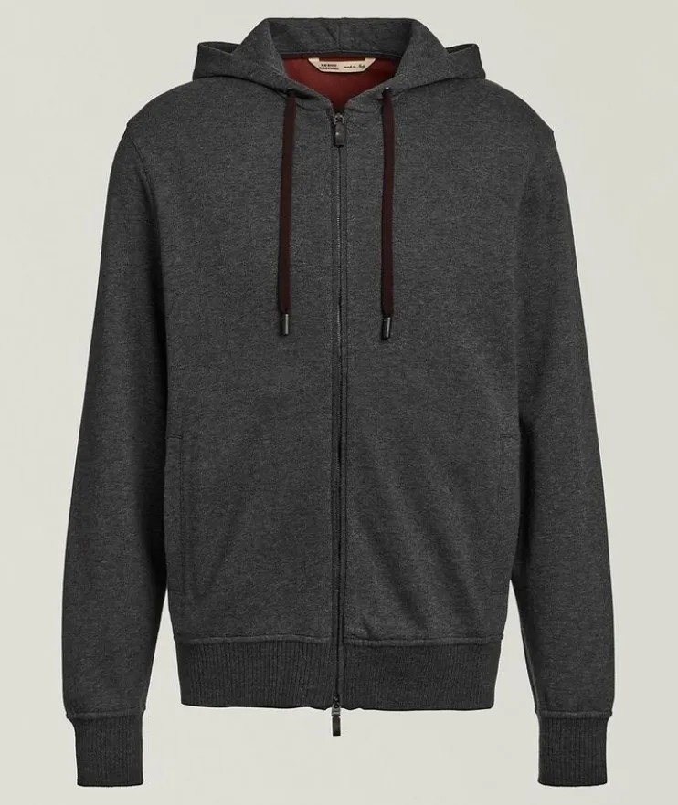 Cotton-Cashmere Full-Zip Hooded Sweater