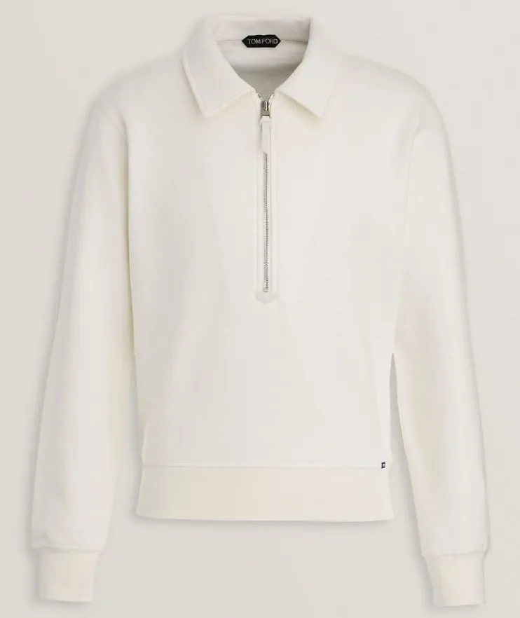 Cotton-Cashmere Half-Zip Rugby Sweater