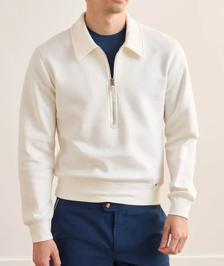 Cotton-Cashmere Half-Zip Rugby Sweater