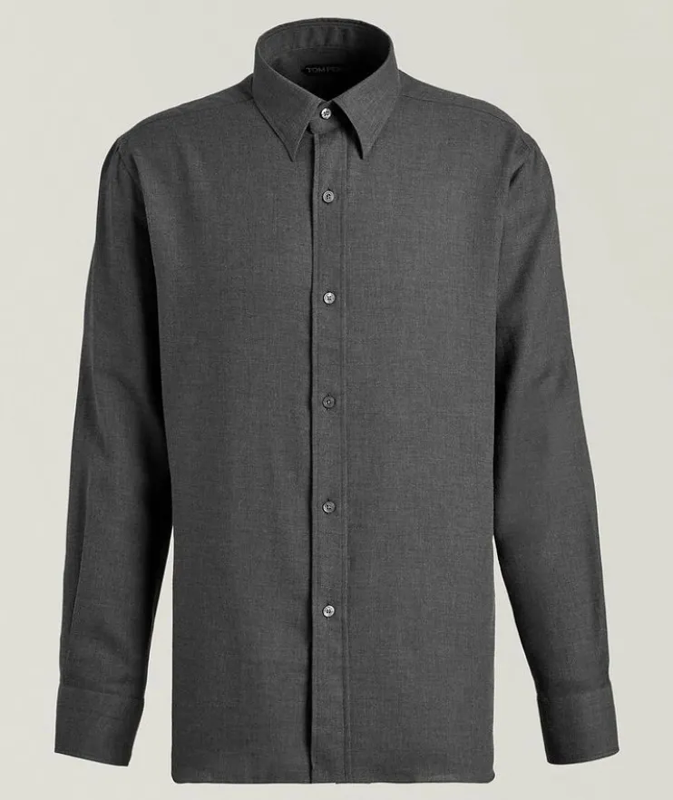 Cotton-Cashmere Mélange Twill Shirt