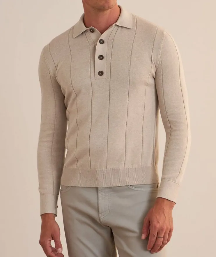 Cotton-Cashmere Rib-Knit Polo