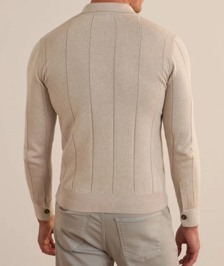 Cotton-Cashmere Rib-Knit Polo