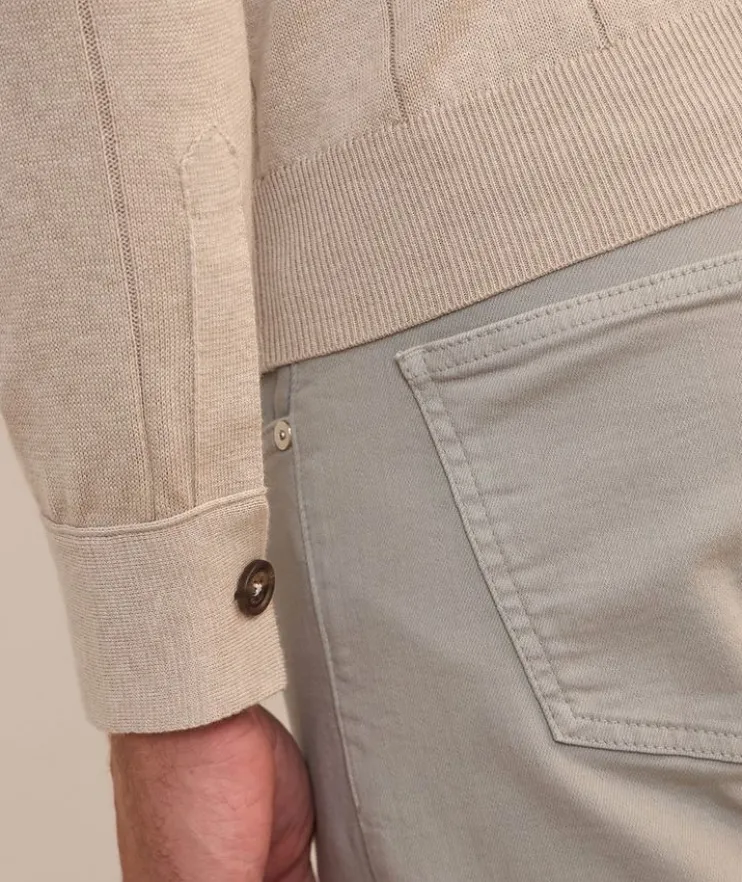 Cotton-Cashmere Rib-Knit Polo