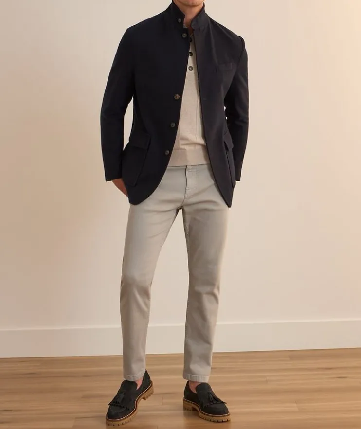 Cotton-Cashmere Rib-Knit Polo