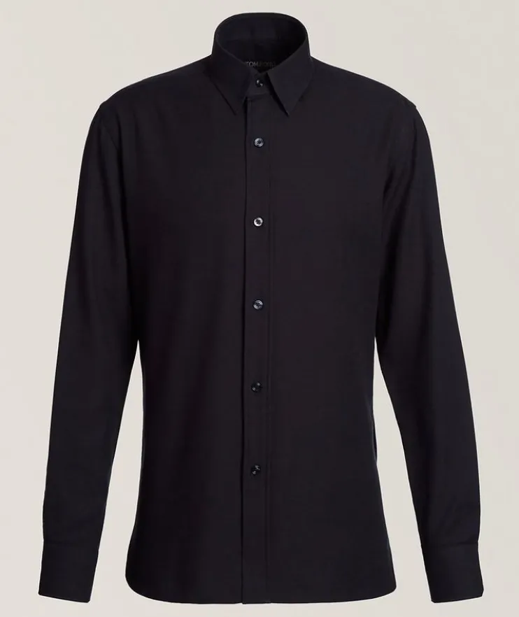 Cotton-Cashmere Twill Fluid-Fit Shirt