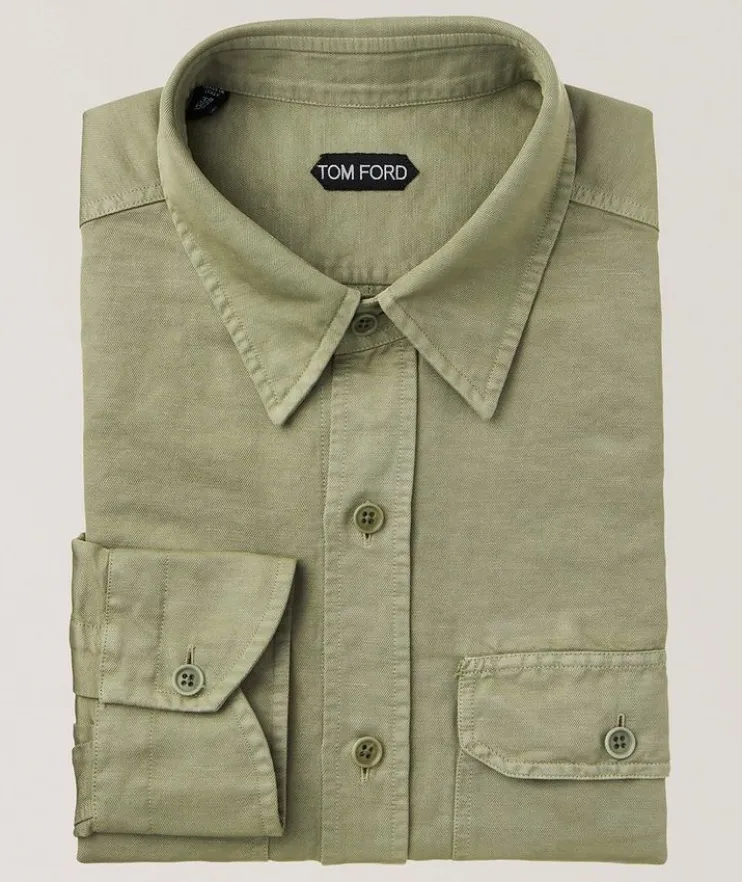 Cotton-Linen Gabardine Leisure Shirt