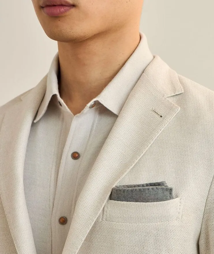 Cotton-Linen Hopsack Sport Jacket