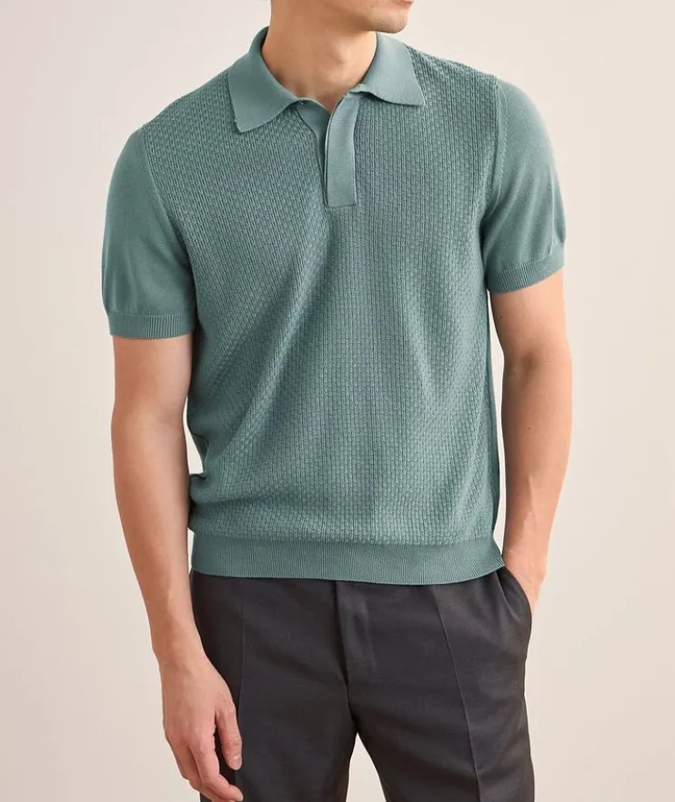 Cotton-Modal Micro-Textured Knit Polo