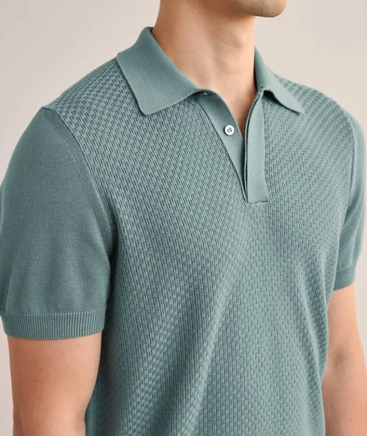 Cotton-Modal Micro-Textured Knit Polo