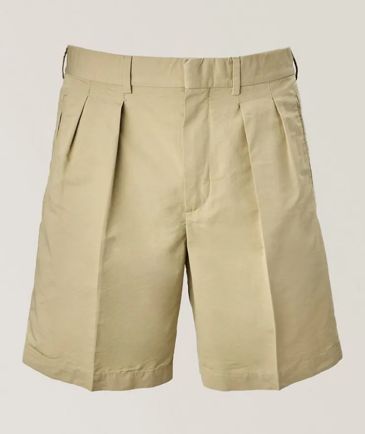 Cotton-Silk Poplin Tailored Shorts