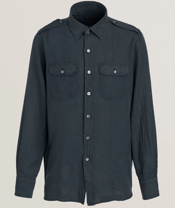 Cotton-Silk Washed Twill Shirt