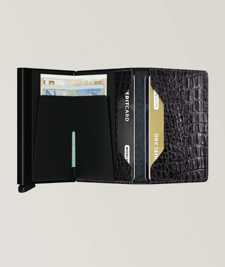 Croc Embossed Leather Miniwallet