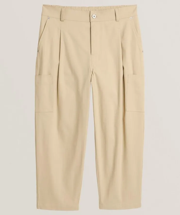Cropped Cotton Twill Cargo Pants