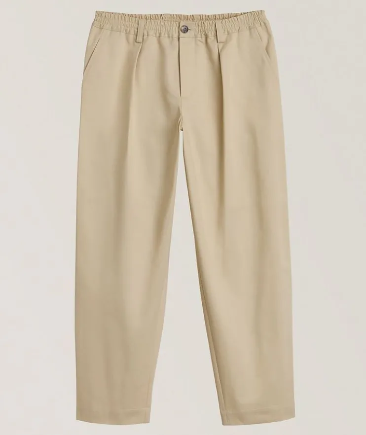 Croppped Cotton Gabardine Drawstring Pants