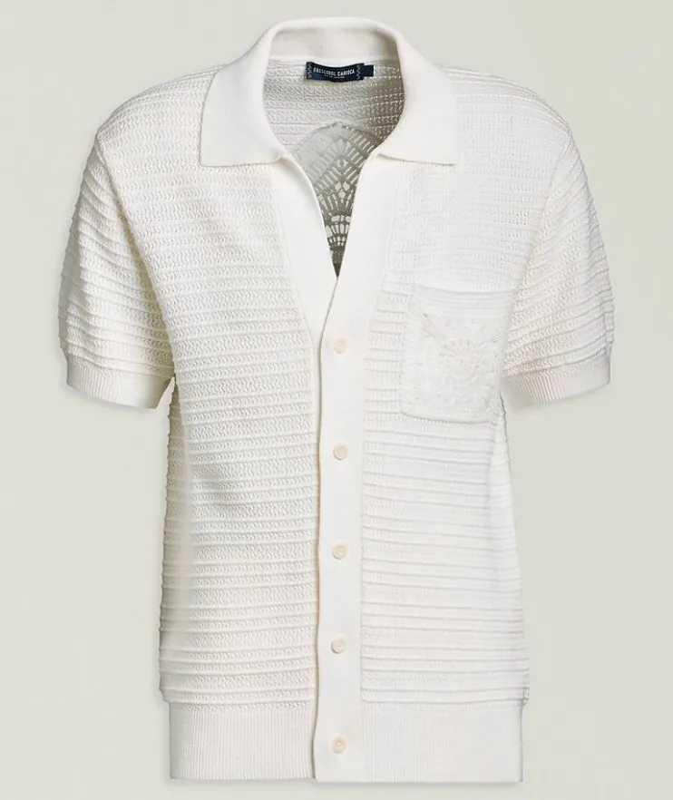 César Crochet Stripe Cardigan